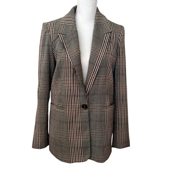 Vero Moda Single Breasted One Button Closure Classic Glen Plaid Blazer Size M - Picture 1 of 9
